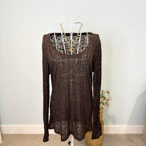 Vanity Fair Tops - Cute vintage y2k brown sheet & tight henley long sleeve grunge top
